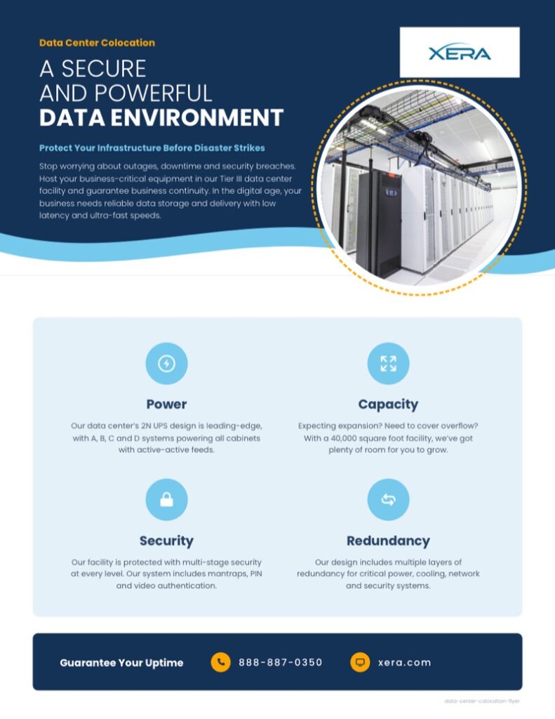 A look inside Xera’s Tier III, carrier-neutral colocation data center in Southfield, Michigan.
